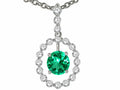 Tommaso Design™ Round 5 mm Genuine Emerald and Dimaond Pendant Necklace