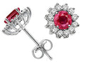 Tommaso Design™ Genuine Ruby and Diamonds Earrings Studs