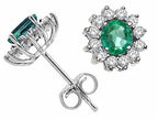 Tommaso Design™ Round 4.5mm Genuine Emerald s Earrings Studs