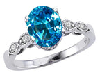 Tommaso Design™ Oval 9x7mm Genuine Blue Topaz Ring