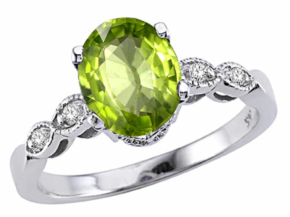 Tommaso Design™ Oval 8x6mm Genuine Peridot Ring