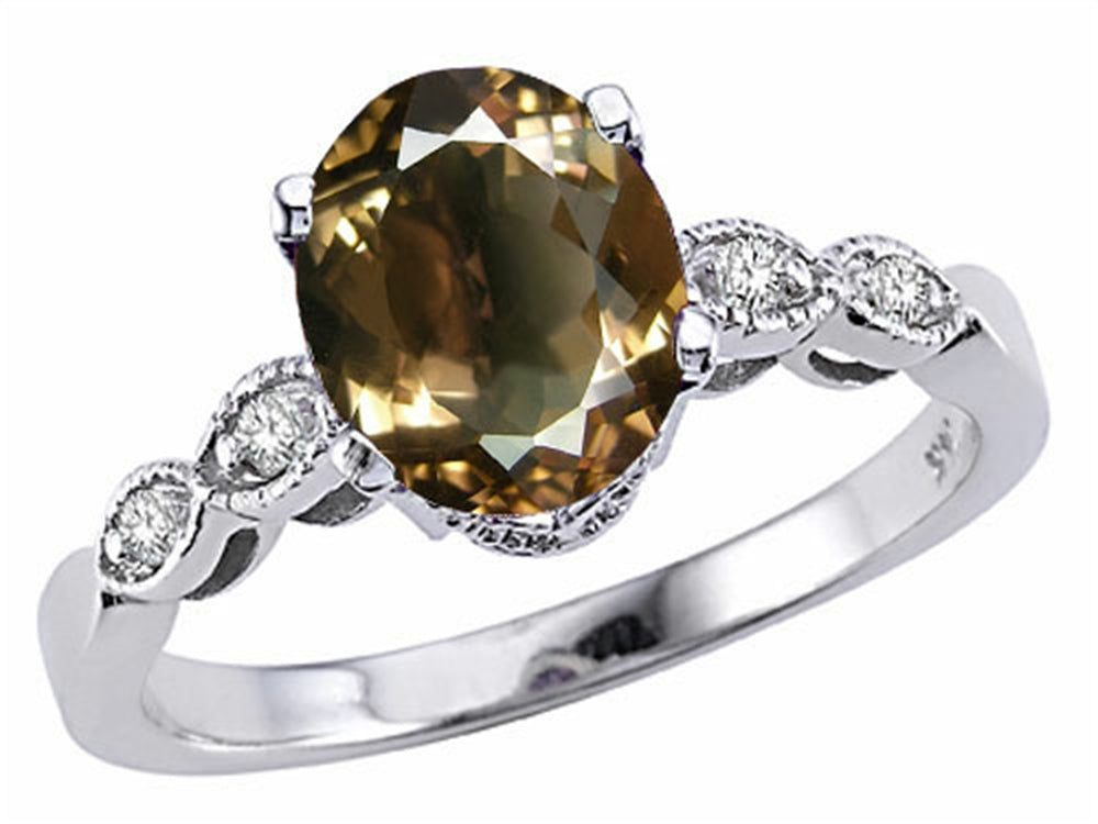 Tommaso Design™ Oval 8x6mm Genuine Smoky Quartz Ring