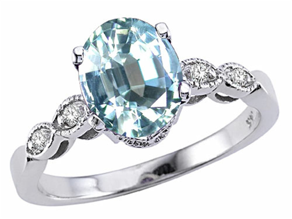 Tommaso Design™ Genuine 8x6 Aquamarine Ring