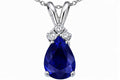Tommaso Design™ Pear Shape 8x6mm Genuine Sapphire Pendant Necklace