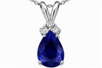 Tommaso Design™ Pear Shape 8x6mm Genuine Sapphire Pendant Necklace