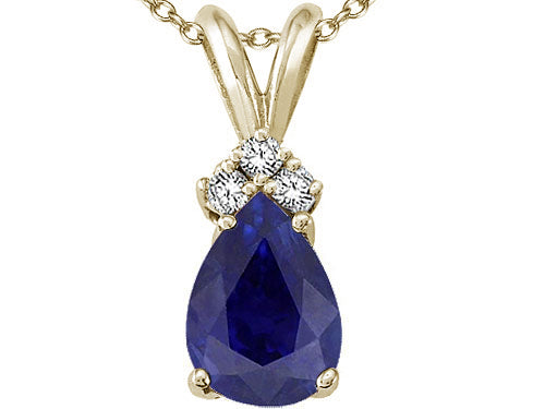 Star K Pear Shape 8x6mm Genuine Sapphire Pendant Necklace