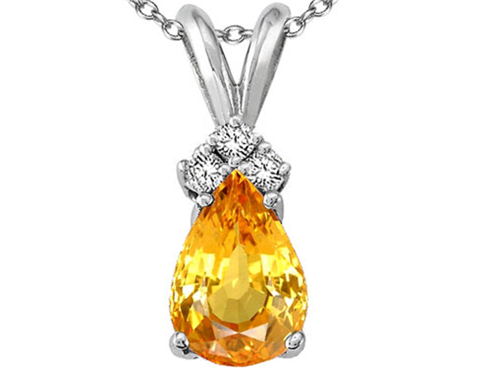 Tommaso Design™ Genuine Yellow Orange Sapphire Pendant Necklace