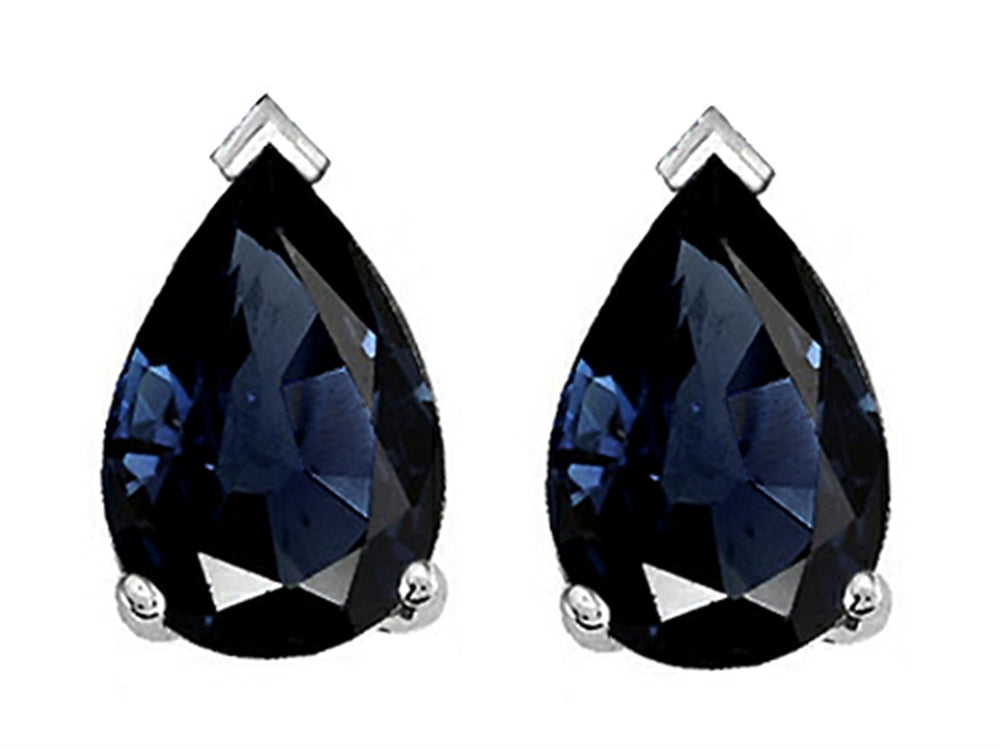 Tommaso Design™ 8x6mm Pear Shape Genuine Sapphire Earrings Studs