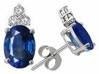 Tommaso Design™ Oval 7x5mm Genuine Sapphire s Earrings