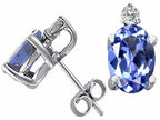 Tommaso Design™ Oval 7x5mm Genuine Tanzanite Earrings Studs