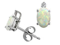 Tommaso Design™ Genuine Opal and Diamond Earrings Studs