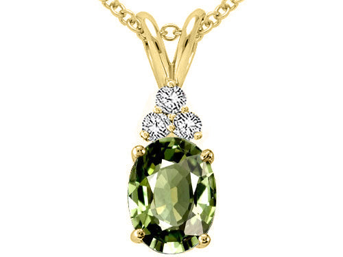 Tommaso Design™ Oval Genuine Green Sapphire Pendant Necklace