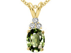 Tommaso Design™ Oval Genuine Green Sapphire Pendant Necklace