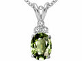 Tommaso Design™ Oval Genuine Green Sapphire Pendant Necklace