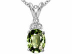 Tommaso Design™ Oval Genuine Green Sapphire Pendant Necklace