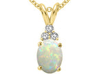 Tommaso Design™ Genuine Opal Oval 8x6 and Diamond Pendant Necklace