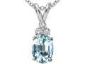 Tommaso Design™ Oval 7x5mm Genuine Aquamarine Pendant Necklace