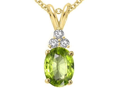 Tommaso Design™ Oval Genuine Peridot Pendant Necklace