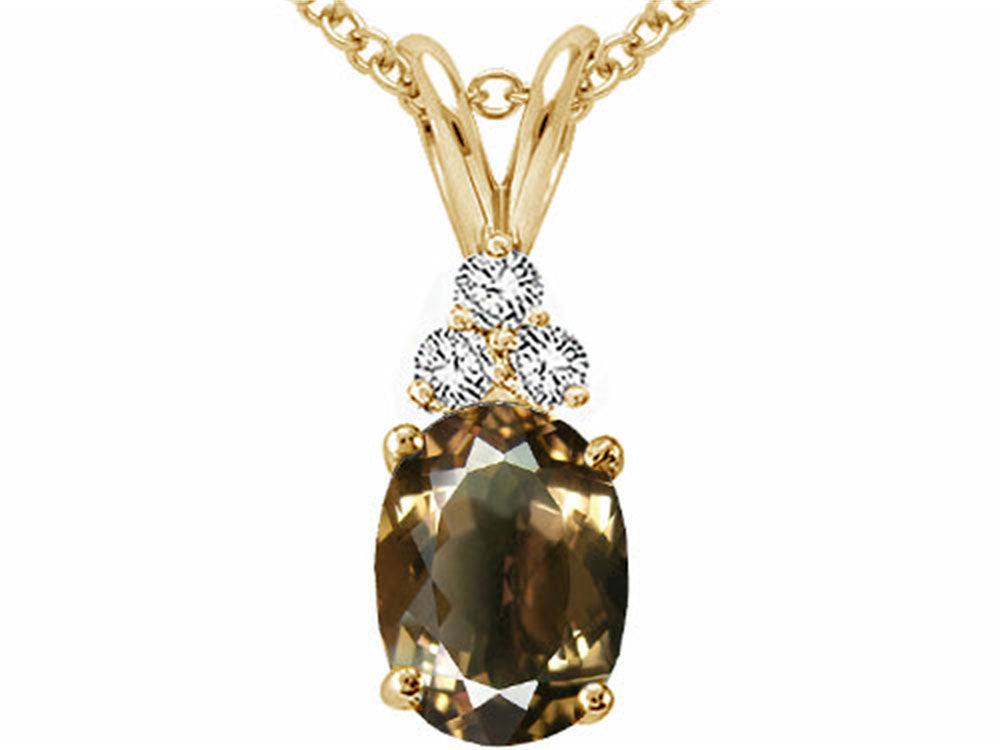 Tommaso Design™ Oval 8x6mm Genuine Smoky Quartz Pendant Necklace