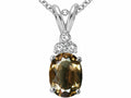 Tommaso Design™ Oval 8x6mm Genuine Smoky Quartz Pendant Necklace