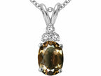 Tommaso Design™ Oval 8x6mm Genuine Smoky Quartz Pendant Necklace