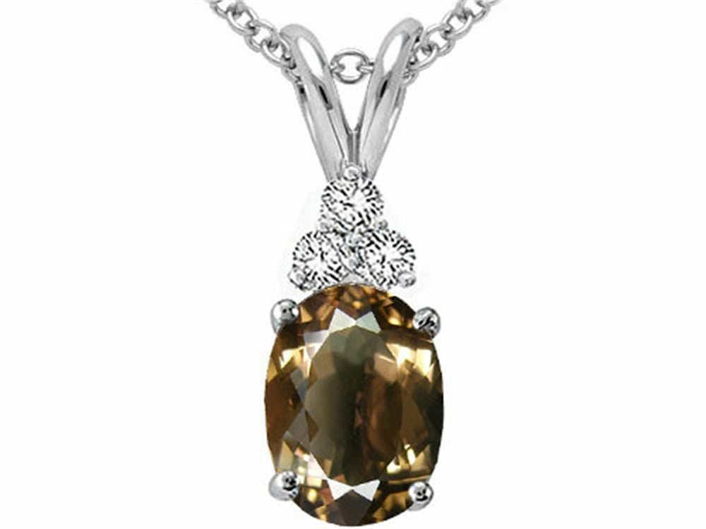 Tommaso Design™ Oval 8x6mm Genuine Smoky Quartz Pendant Necklace