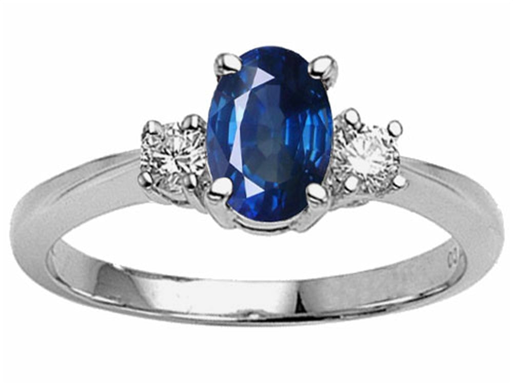 Tommaso Design™ Genuine Oval Sapphire Engagement Ring