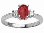 Tommaso Design™ Oval Genuine Ruby and Diamond Engagement Ring