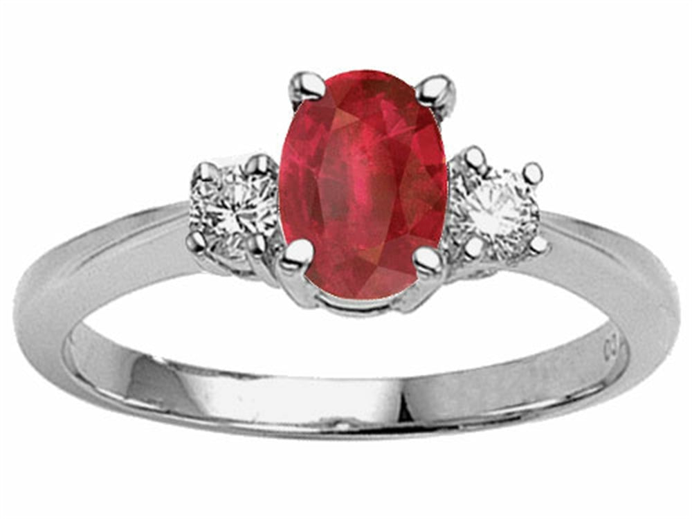 Tommaso Design™ Oval Genuine Ruby and Diamond Engagement Ring
