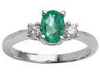 Tommaso Design™ Genuine Oval Emerald Engagement Ring