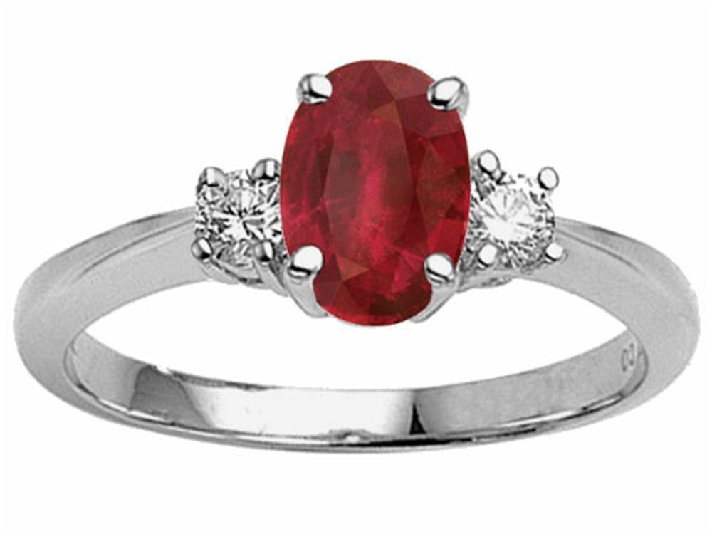 Tommaso Design™ Oval Genuine Ruby Engagement Ring