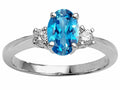 Tommaso Design™ Oval 9x7 mm Genuine Blue Topaz Engagement Ring