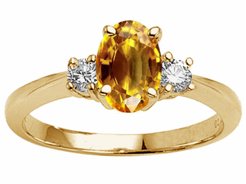 Tommaso Design™ Oval 9x7 mm Genuine Citrine Engagement Ring