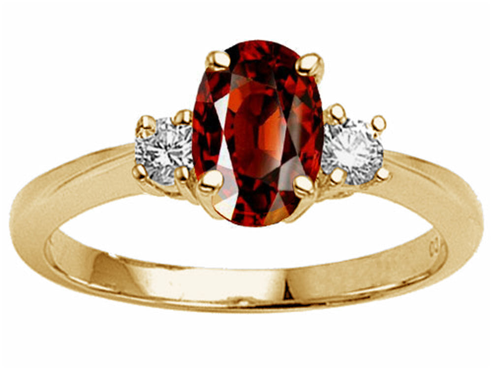 Tommaso Design™ Genuine 9x7 Oval Garnet Engagement Ring
