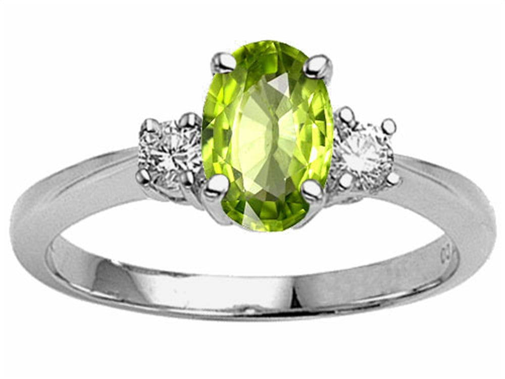 Tommaso Design™ 9x7mm Oval Genuine Peridot Engagement Ring