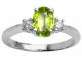 Tommaso Design™ 9x7mm Oval Genuine Peridot Engagement Ring