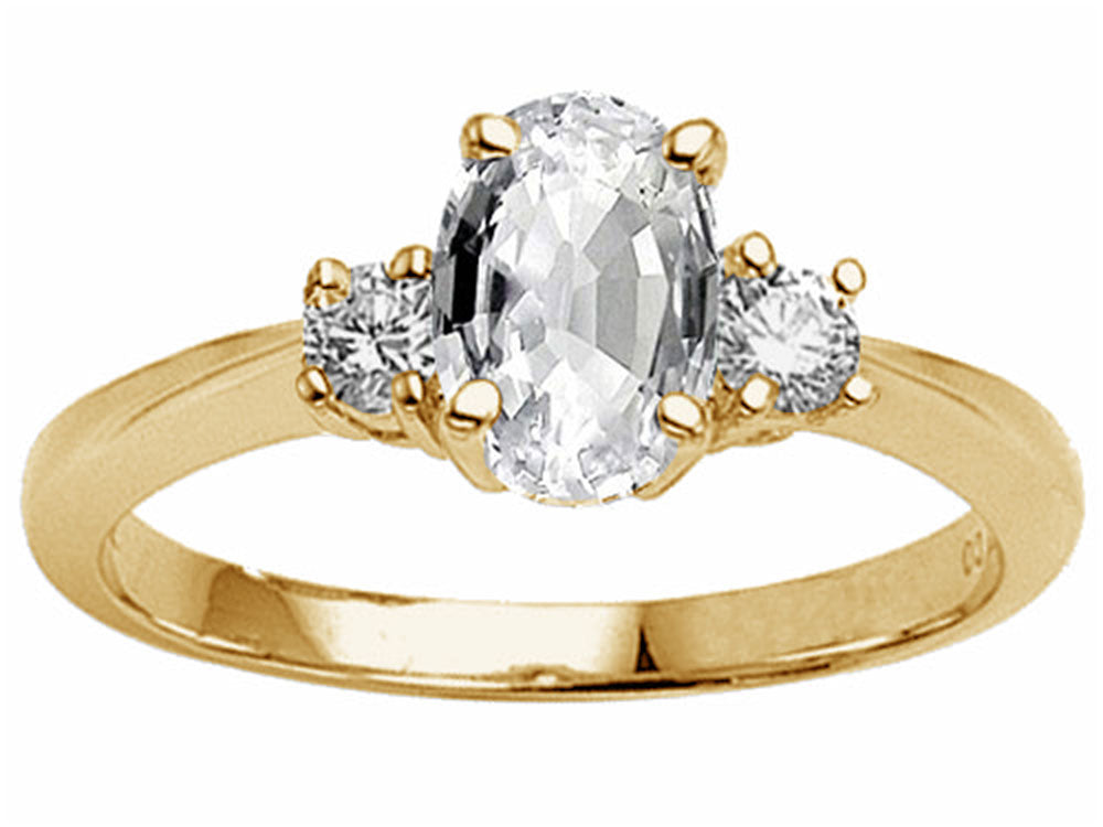 Tommaso Design™ 9x7 Oval Genuine White Topaz Engagement Ring
