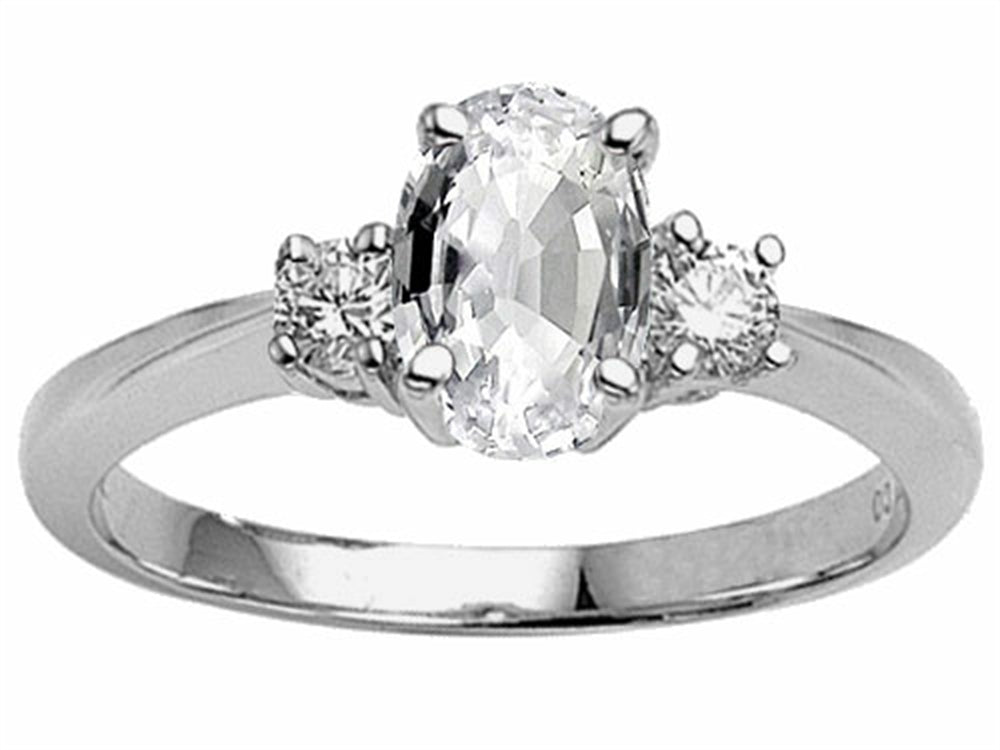 Tommaso Design™ 9x7 Oval Genuine White Topaz Engagement Ring