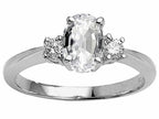 Tommaso Design™ 9x7 Oval Genuine White Topaz Engagement Ring
