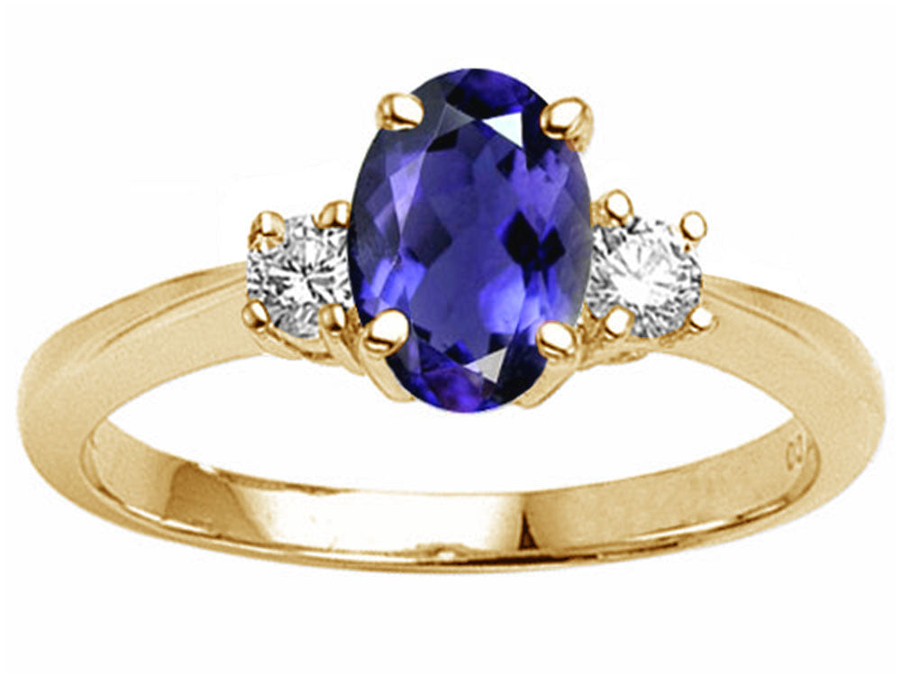 Tommaso Design™ Oval 9x7 mm Genuine Iolite Engagement Ring