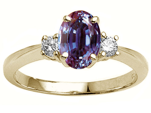 Tommaso Design™ Oval 9x7 mm Simulated Alexandrite Engagement Ring