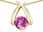 Tommaso Design™ Round 7mm Created Pink Sapphire Pendant Necklace