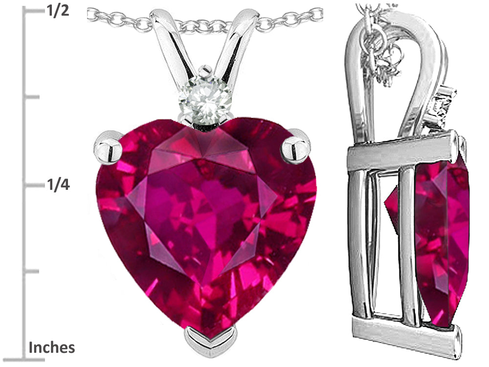 Star K™ 8mm Heart Shape Created Ruby Heart Pendant Necklace
