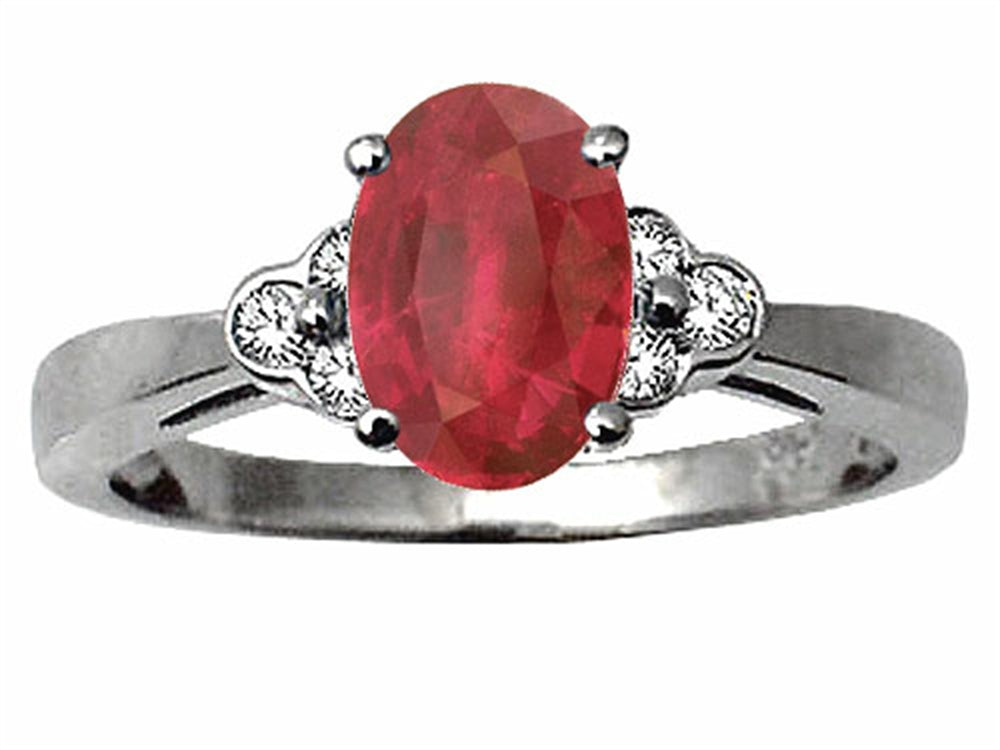 Tommaso Design™ Oval 8x6mm Genuine Ruby and Diamond Ring