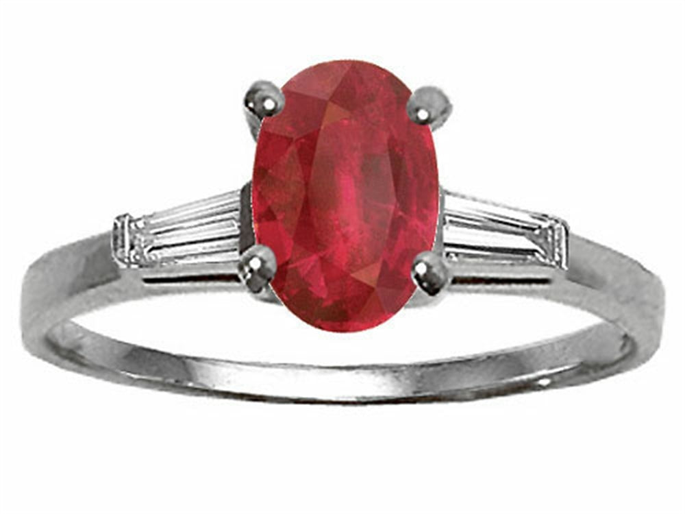 Tommaso Design™ Genuine Ruby and Diamond Engagement Ring