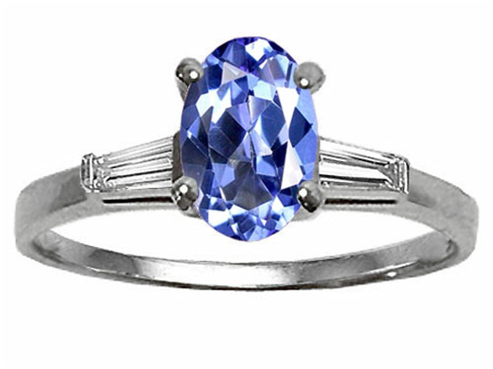 Tommaso Design™ Oval 7x5 mm Genuine Tanzanite Engagement Ring