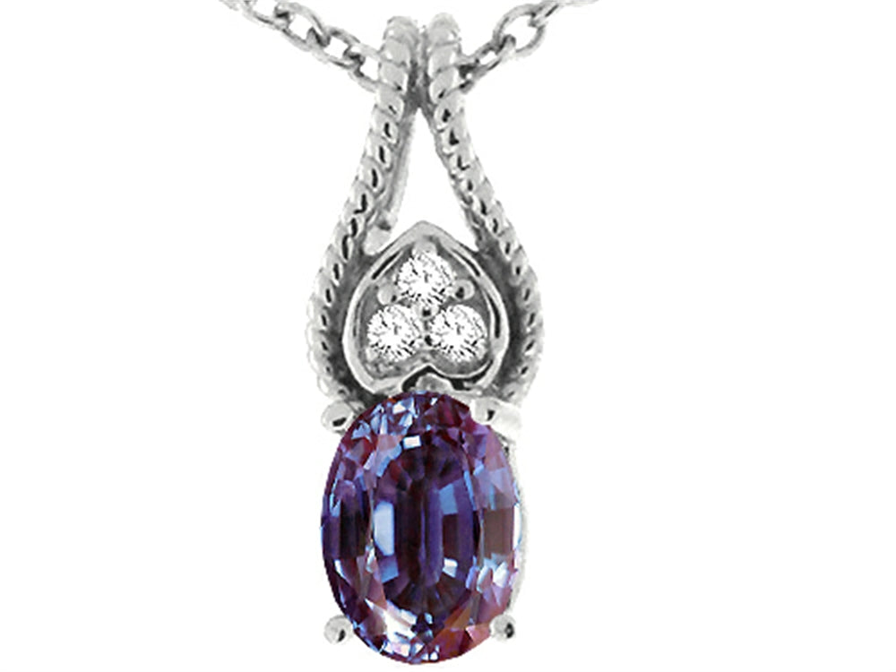 Tommaso Design™ Oval 7x5mm Simulated Alexandrite Pendant Necklace