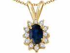 Tommaso Design™ Oval 7x5mm Genuine Sapphire Pendant Necklace