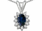 Tommaso Design™ Oval 7x5mm Genuine Sapphire Pendant Necklace