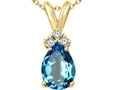 Tommaso Design™ Pear Shape 8x6mm Genuine Blue Topaz Pendant Necklace